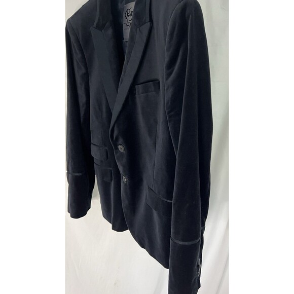 HE Homini Emerito by Mango Dark Blue Velvet Blazer 100% Cotton US/ XS - Picture 12 of 14